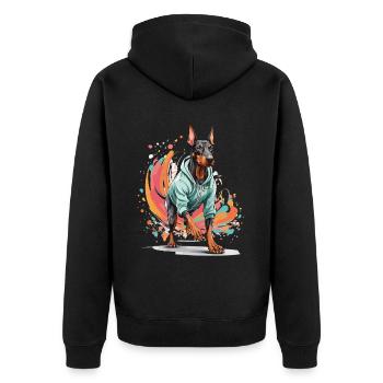 Esthétique du jogging streetwear chien Doberman - Veste à capuche bio Premium Unisexe - noir - Dos - Nico (187cm)