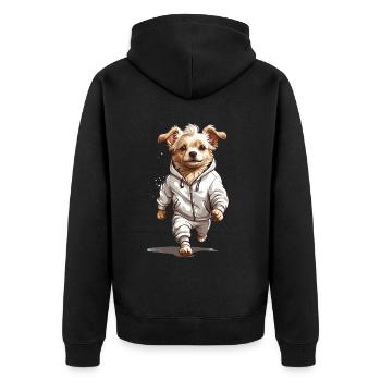 Dog Streetwear Esthétique Fitness Running Design - Veste à capuche bio Premium Unisexe - noir - Dos - Nico (187cm)