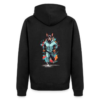 Doberman dog streetwear jogging aesthetic - Unisex Premium Organic Zip Hoodie - black - Back - Nico (187cm)