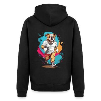 Bulldog Streetwear Jogging Aesthetic Fitness - Unisex Premium Organic Zip Hoodie - black - Back - Nico (187cm)