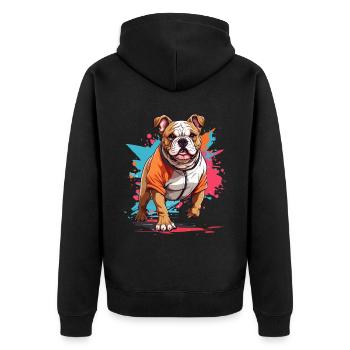 Bulldog Streetwear Jogging Aesthetic Fitness - Unisex Premium Organic Zip Hoodie - black - Back - Nico (187cm)