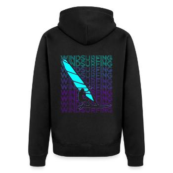 Windsurfen Windsurfer Windsurfen Retro - Unisex Premium Bio Zip Hoodie - Schwarz - Hinten - Nico (187cm)