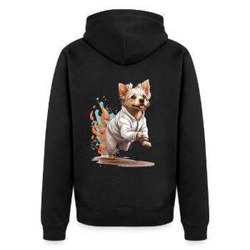 Streetwear Chien Jogging Esthétique Style Fitness - Veste à capuche bio Premium Unisexe - noir - Dos - Nico (187cm)