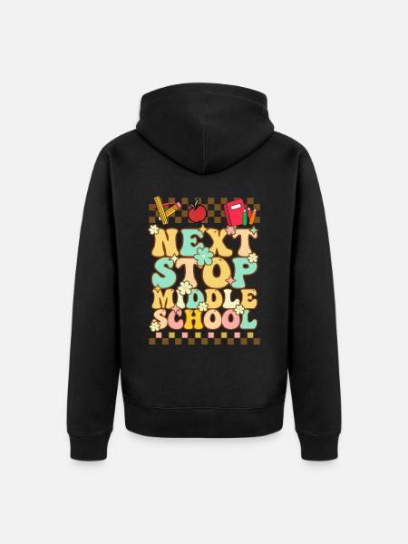 Nächster Halt Mittelschule Grundschule - Unisex Premium Bio Zip Hoodie - Schwarz