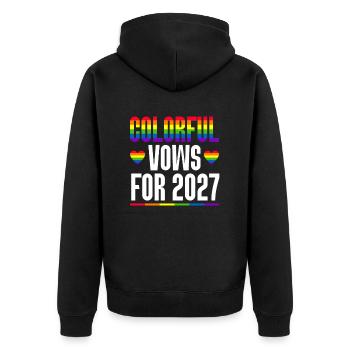Gay Pride 2027 Mariage Mariage gay - Veste à capuche bio Premium Unisexe - noir - Dos - Nico (187cm)