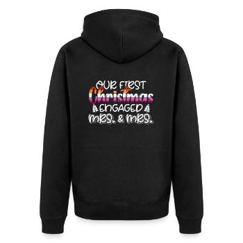 First Christmas Fiancée Wife & Wife Gay Marriage - Unisex Premium Organic Zip Hoodie - black - Back - Nico (187cm)
