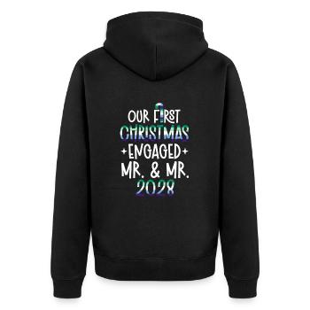 Mr. & Mr. 2028 First Christmas Gay Marriage - Unisex Premium Organic Zip Hoodie - black - Back - Nico (187cm)