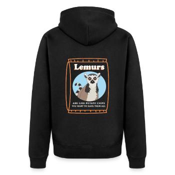 Lemuren Katta Lemure Ringelschwanz Lemur Geschenk - Unisex Premium Bio Zip Hoodie - Schwarz - Hinten - Nico (187cm)