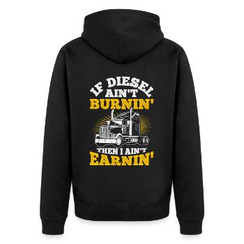 Truck Diesel Highway Best Job Money Truck Driver Truc - Unisex Premium Organic Zip Hoodie - black - Back - Nico (187cm)