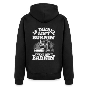 Truck Diesel Highway Best Job Money Truck Driver L - Unisex Premium Organic Zip Hoodie - black - Back - Nico (187cm)