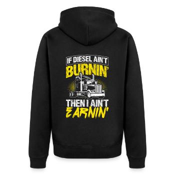 Truck Diesel Highway Best Job Money Trucker Truck - Unisex Premium Organic Zip Hoodie - black - Back - Nico (187cm)