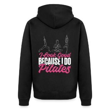 Pilates Instructor Teacher I Look - Unisex Premium Bio Zip Hoodie - Schwarz - Hinten - Nico (187cm)