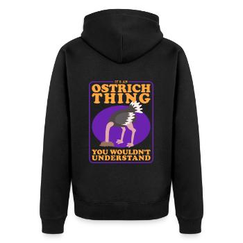 Strauß Vogel Strauße Straußenliebhaber Geschenk - Unisex Premium Bio Zip Hoodie - Schwarz - Hinten - Nico (187cm)