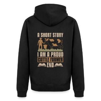 Cattle Farmer A Short Story I Am A Proud Farmer - Unisex Premium Organic Zip Hoodie - black - Back - Nico (187cm)