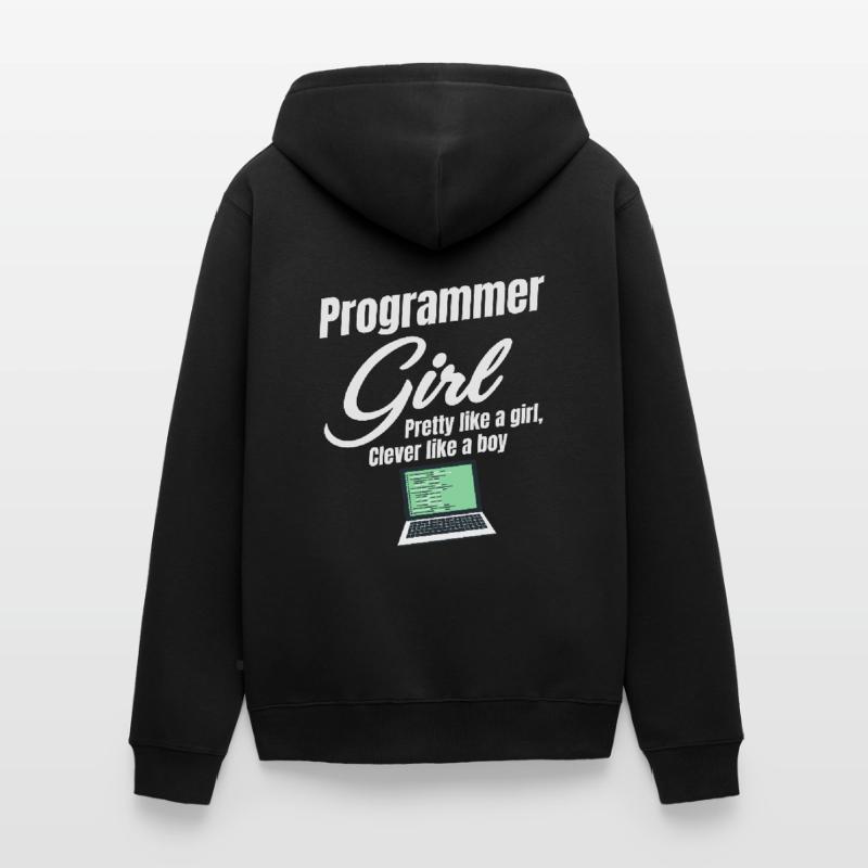 Programmierermädchen Hübsch Wie Ein Mädchen, Klug Unisex Premium Bio Zip Hoodie