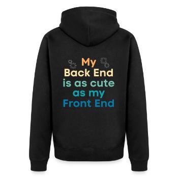 Mein Backend Ist So Süß Wie Mein - Unisex Premium Bio Zip Hoodie - Schwarz - Hinten - Nico (187cm)