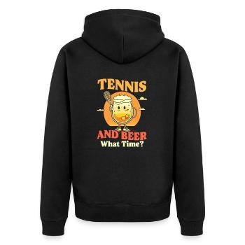 Tennisspieler Tennis Und Bier Wann - Unisex Premium Bio Zip Hoodie - Schwarz - Hinten - Nico (187cm)