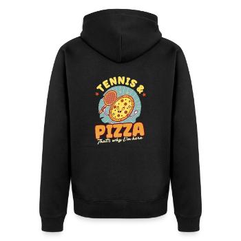 Tennisspieler Tennis Und Pizza - Unisex Premium Bio Zip Hoodie - Schwarz - Hinten - Nico (187cm)