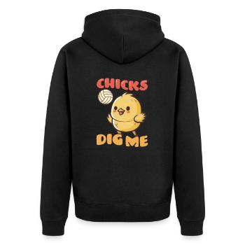 Volleyball Easter Chicks Dig Me - Unisex Premium Organic Zip Hoodie - black - Back - Nico (187cm)