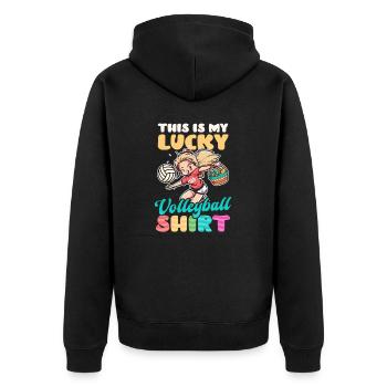 Volleyball Easter Lucky Volleyball Outfit - Unisex Premium Organic Zip Hoodie - black - Back - Nico (187cm)