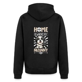Zuhause - Polski Owczarek Nizinny - Unisex Premium Bio Zip Hoodie - Schwarz - Hinten - Nico (187cm)