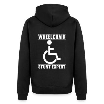 Rollstuhlfahrer Rollstuhl - Unisex Premium Bio Zip Hoodie - Schwarz - Hinten - Nico (187cm)