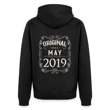 Vintage - Original since May 2019 Birthday - Unisex Premium Organic Zip Hoodie - black - Back - Nico (187cm)