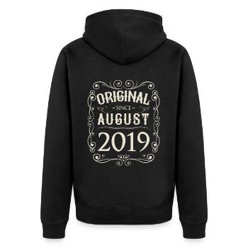 Vintage - Original since August 2019 Birthday - Unisex Premium Organic Zip Hoodie - black - Back - Nico (187cm)
