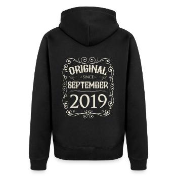 Vintage - Original since September 2019 Birthday - Unisex Premium Organic Zip Hoodie - black - Back - Nico (187cm)