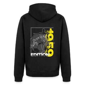 Limited Edition 1959 Limited Edition Fußball - Unisex Premium Bio Zip Hoodie - Schwarz - Hinten - Nico (187cm)
