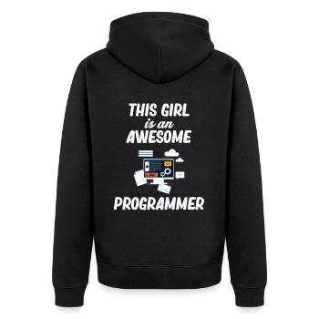 Dieses Mädchen Ist Ein Fantastischer - Unisex Premium Bio Zip Hoodie - Schwarz - Hinten - Nico (187cm)