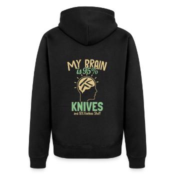 Mein Gehirn ist 95% Messer Metzgermesser Liebhaber Messer - Unisex Premium Bio Zip Hoodie - Schwarz - Hinten - Nico (187cm)