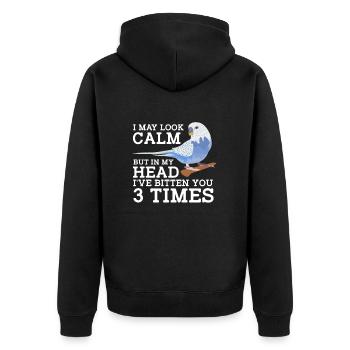 Wellensittich Vogel Haustier Sittich Geschenk - Unisex Premium Bio Zip Hoodie - Schwarz - Hinten - Nico (187cm)