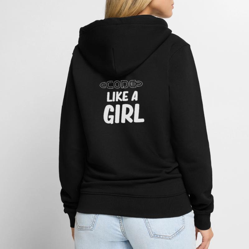 Coder comme une fille programmeuse fille ordinateur Veste à capuche bio Premium Unisexe
