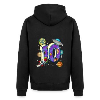 10 Anniversaire Astronaute de l’espace 10 ans - Veste à capuche bio Premium Unisexe - noir - Dos - Nico (187cm)