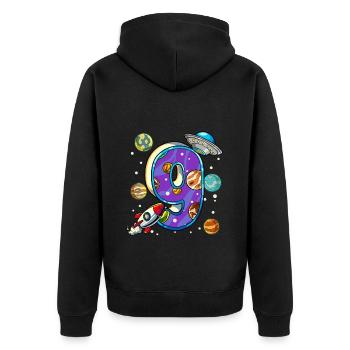 9 Birthday Space Space Astronaut 9 Years - Unisex Premium Organic Zip Hoodie - black - Back - Nico (187cm)