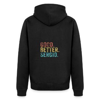 Cool guys are called sergio - Unisex Premium Organic Zip Hoodie - black - Back - Nico (187cm)