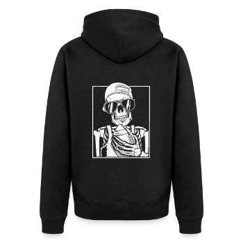 Skeleton American Football Halloween - Unisex Premium Bio Zip Hoodie - Schwarz - Hinten - Nico (187cm)