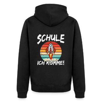 Ich Komme Schulkind Astronaut - Unisex Premium Bio Zip Hoodie - Schwarz - Hinten - Nico (187cm)