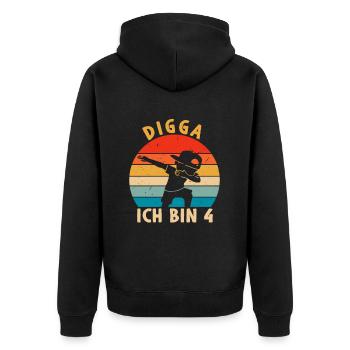 Digga I'm 4 - Unisex Premium Organic Zip Hoodie - black - Back - Nico (187cm)
