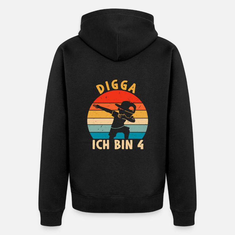 Digga Ich bin 4 - Unisex Premium Bio Zip Hoodie - Schwarz