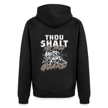 Sambo Thou Shalt Not Pass My Guard - Unisex Premium Bio Zip Hoodie - Schwarz - Hinten - Nico (187cm)
