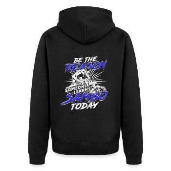 Be The Reason Someone Learns Sambo Today - Unisex Premium Organic Zip Hoodie - black - Back - Nico (187cm)