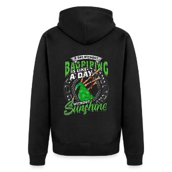 Bagpiper Bagpipe Bagpipes - Unisex Premium Organic Zip Hoodie - black - Back - Nico (187cm)