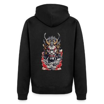 Esthétique Yokai Streetwear Démon Japonais - Veste à capuche bio Premium Unisexe - noir - Dos - Nico (187cm)
