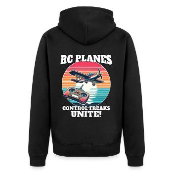 Model Airplane Model Airplane - Unisex Premium Organic Zip Hoodie - black - Back - Nico (187cm)