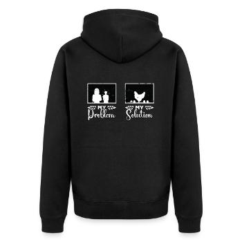 Poultry Farmer My Problem My Pictogram Mom Dad - Unisex Premium Bio Zip Hoodie - Schwarz - Hinten - Nico (187cm)
