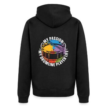 Drumline Player My Passion My Drumline Drummer - Unisex Premium Organic Zip Hoodie - black - Back - Nico (187cm)