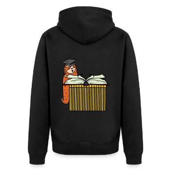 Sloth Student Study Book Student School - Unisex Premium Organic Zip Hoodie - black - Back - Nico (187cm)