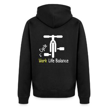 Faire du vélo en famille pour l’équilibre entre vie professionnelle et vie privée - Veste à capuche bio Premium Unisexe - noir - Dos - Nico (187cm)
